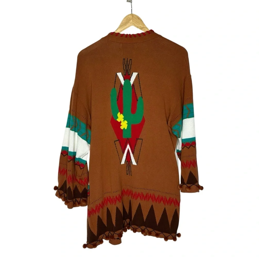 NWOT MUVEIL Western Brown multi Belted Cardigan 38 - Picture 9 of 15